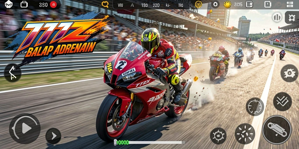 Gameplay seru dalam balapan motor yang menegangkan.