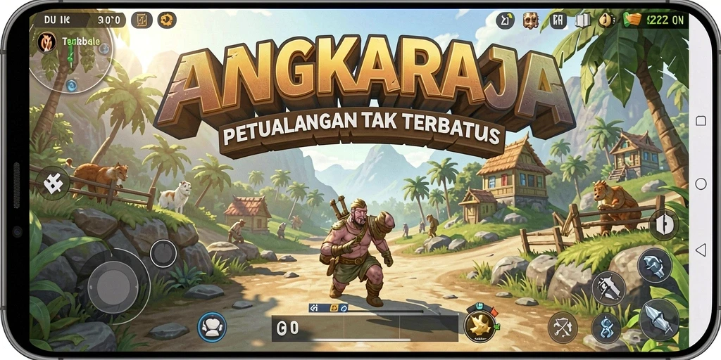 Screenshot menunjukkan aksi seru dalam dunia Open World ANGKARAJA.