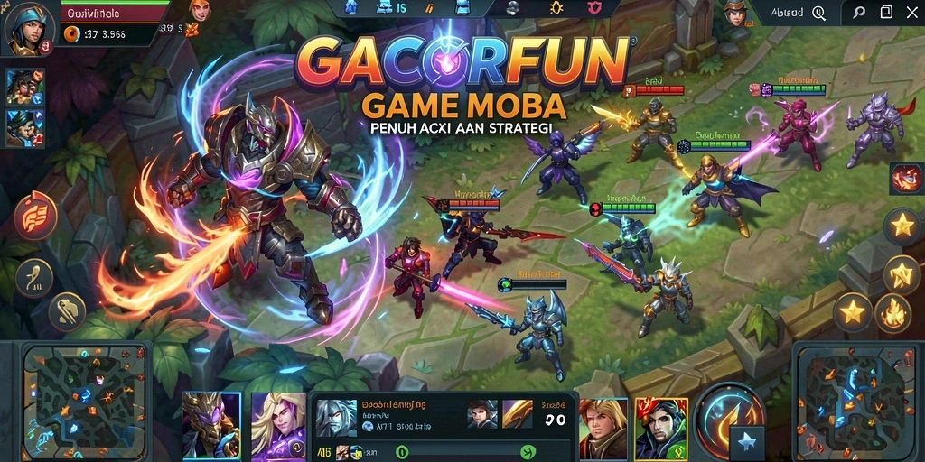Screenshot gameplay aksi intens GACORFUN dengan karakter hero.