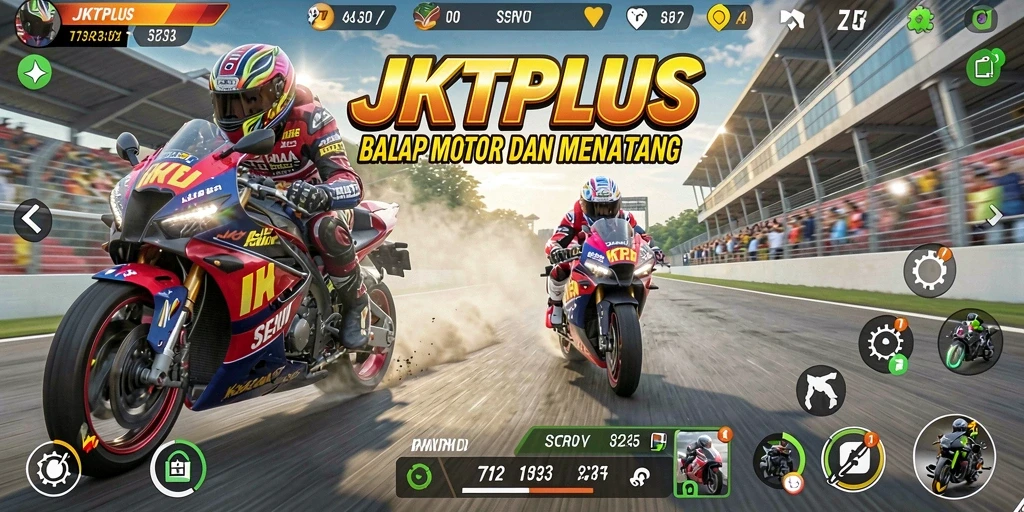 Gameplay balap motor yang seru di JKTPLUS.