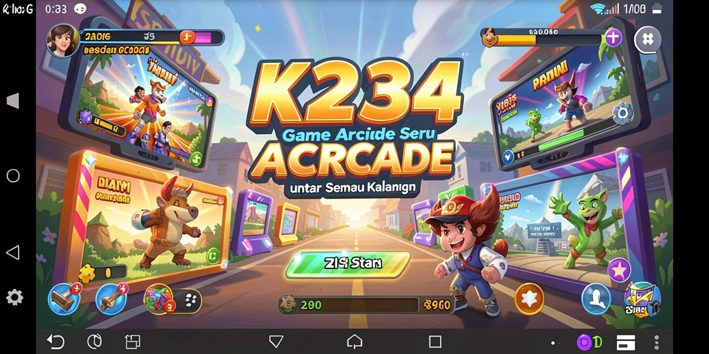 Tangkapan layar K234 menunjukkan gameplay arcade yang seru dan menantang.