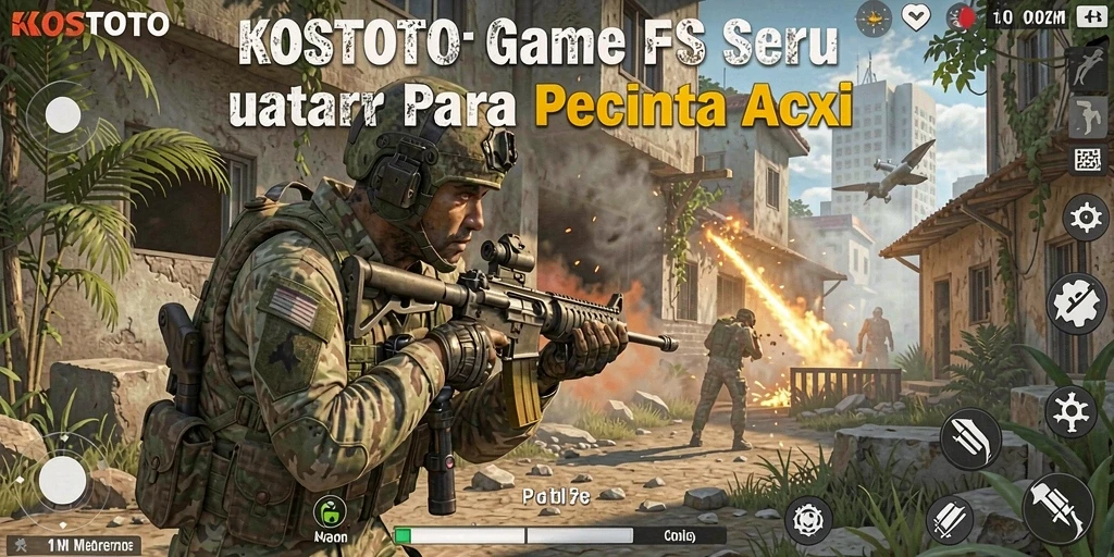 Screenshot gameplay KOSTOTO menampilkan aksi tembak-menembak yang seru.