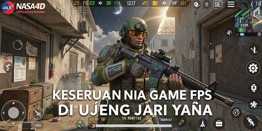 Screenshot menunjukkan aksi intens dalam permainan FPS NASA4D.