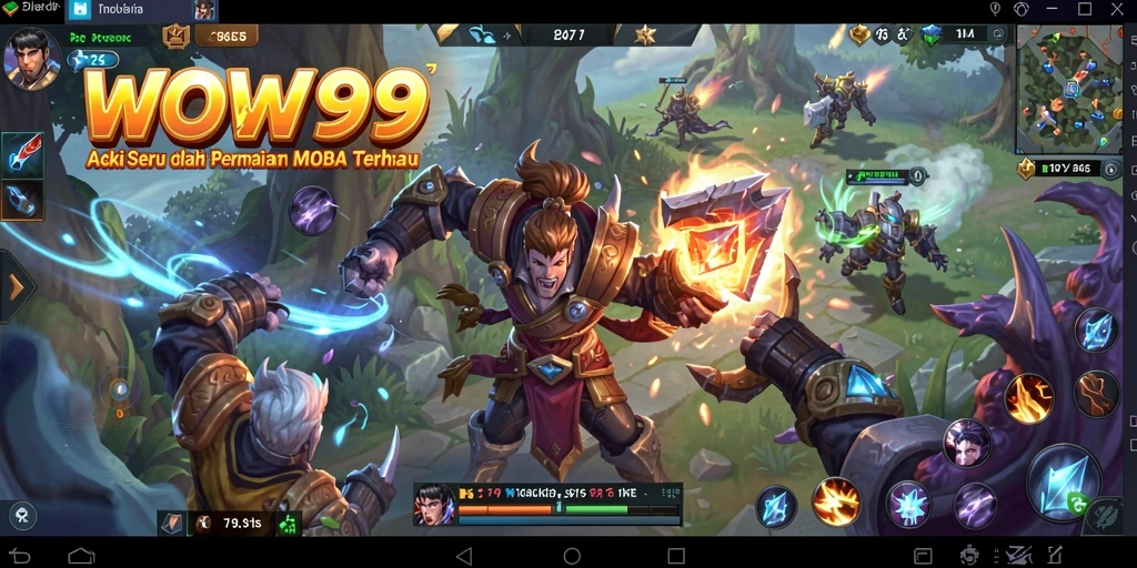 Screenshot menunjukkan aksi intens gameplay menjadi hero MOBA.